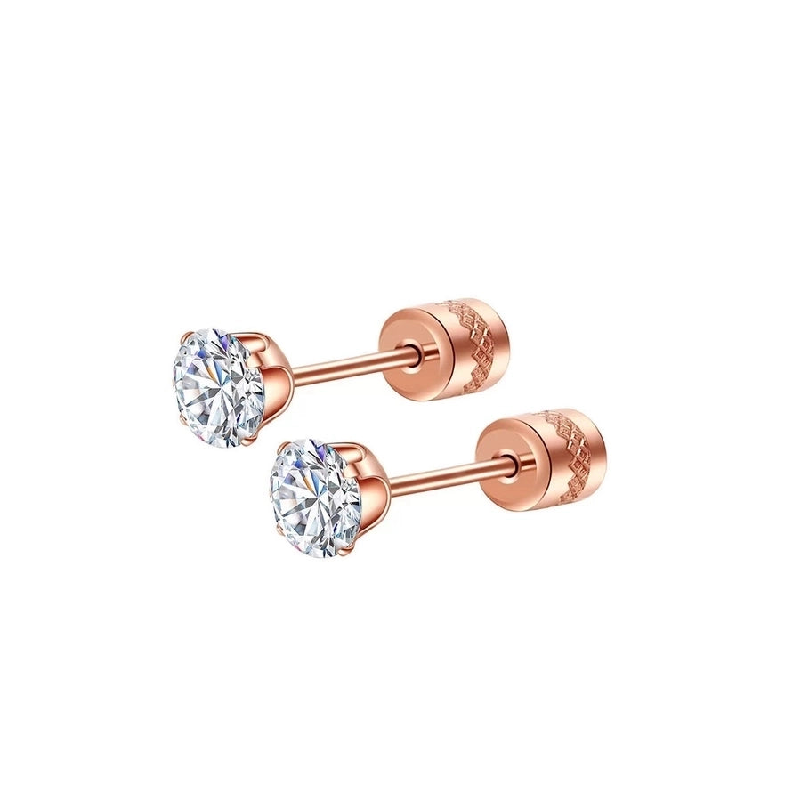 Round Inlay 304 Stainless Steel Zircon 18K Gold-Plated Earrings – Timeless Elegance-Bijou Crush