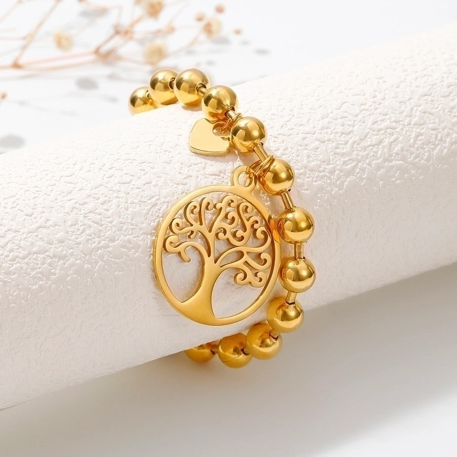 304 Stainless Steel 24K Gold Plated Sweet Classic Style Beaded Inlay Flower Pearl Bracelets-Bijou Crush