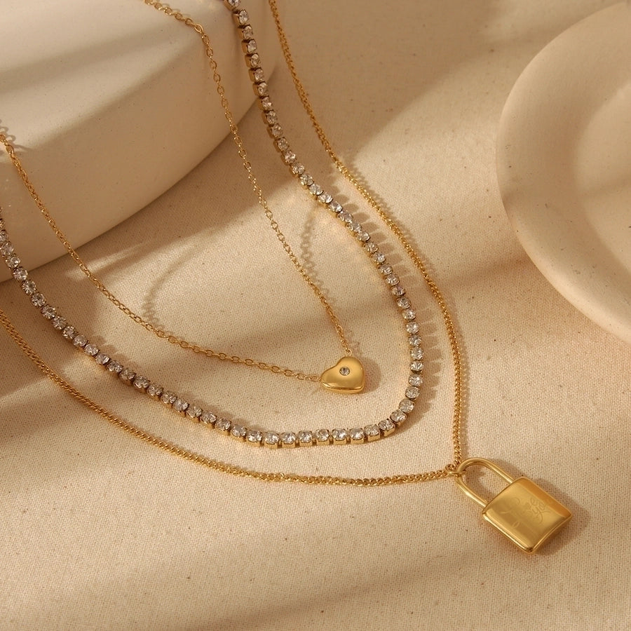 Elegant Luxe Vibes: Lock & Horseshoe Buckle Jewelry – 304 Stainless Steel with 18K Gold Plating-Bijou Crush