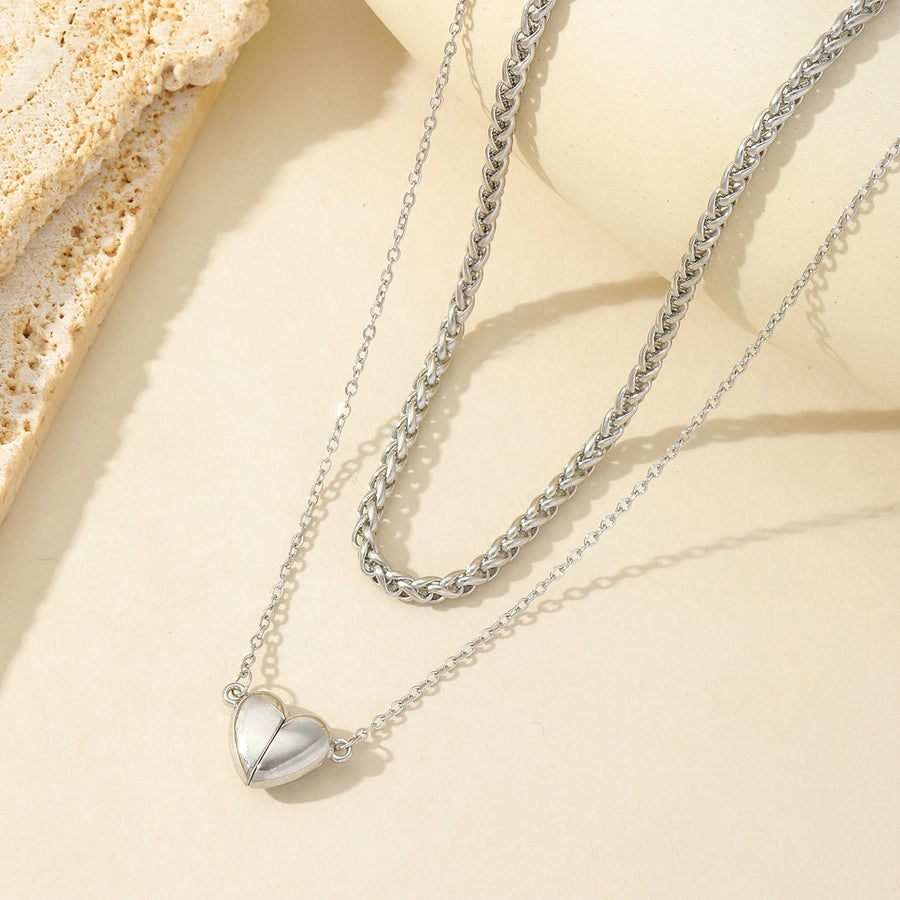 Heartfelt Love Romantic Heart-Shaped Double Layer Necklace – 18K Gold-Plated Stainless Steel-Bijou Crush