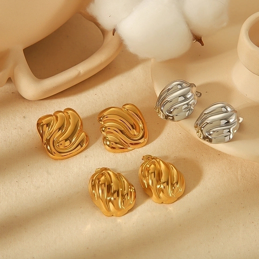 Geometric Polished Ear Studs – 18K Gold-Plated Stainless Steel-Bijou Crush