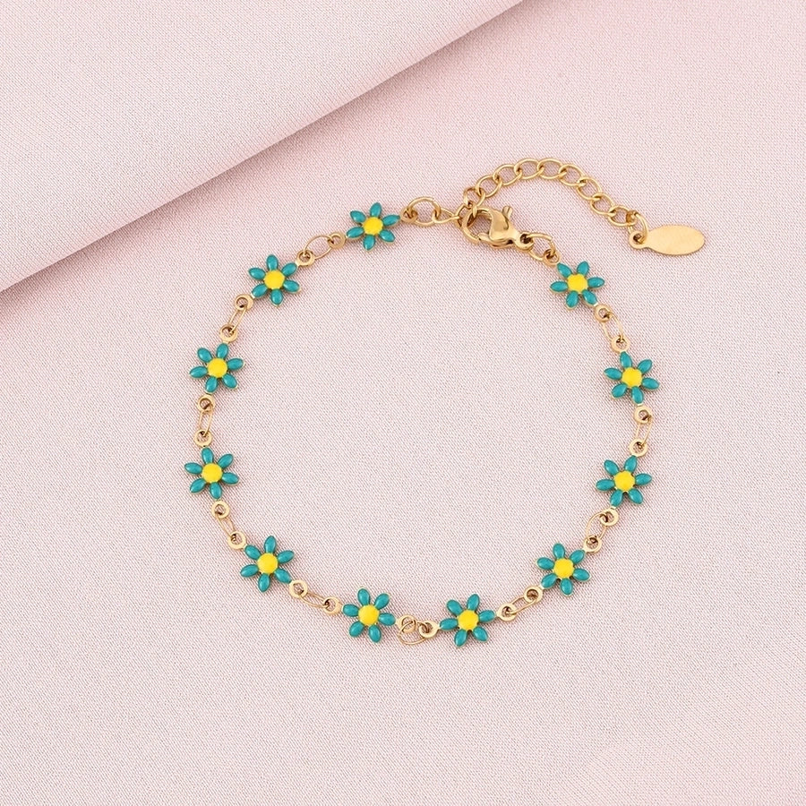 Basic Flower Stainless Steel 18K Gold Plated None Bracelets-Bijou Crush