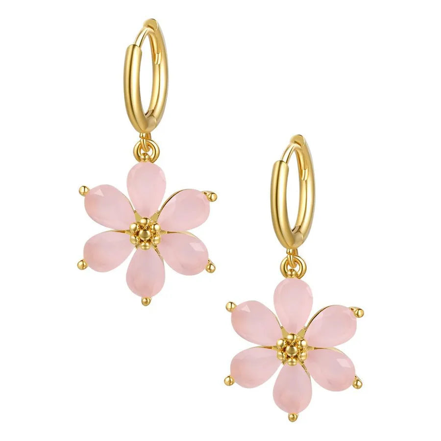 Fashion Flower Copper Artificial Gemstones Earrings-Bijou Crush