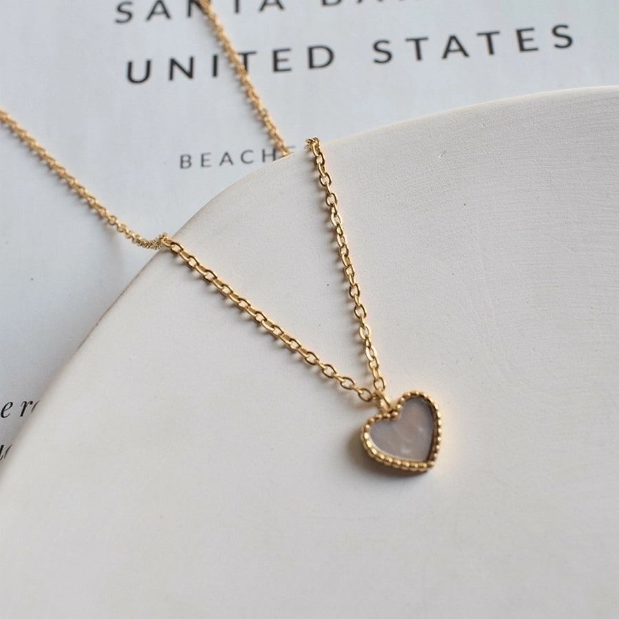 Fashion Letter Heart Shape Butterfly Titanium Steel Inlay Zircon Pendant Necklace-Bijou Crush