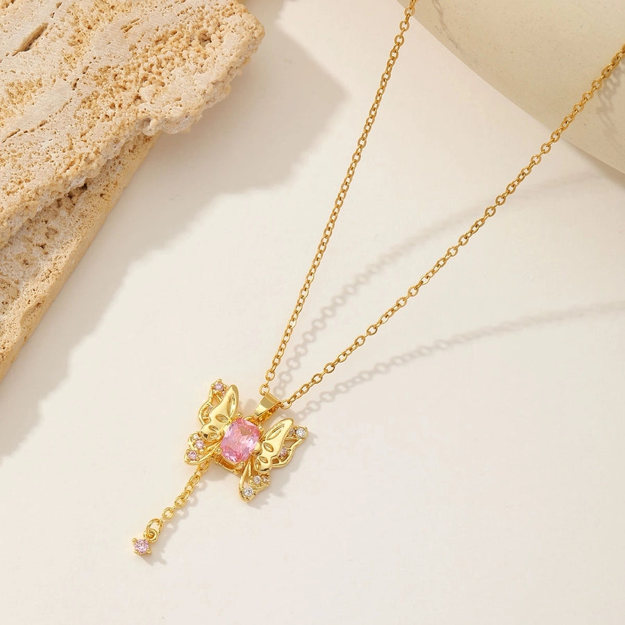 Sweetheart Butterfly, Circle, Heart, Sun Necklace – 18K Gold-Plated Stainless Steel with Zircon Accents-Bijou Crush