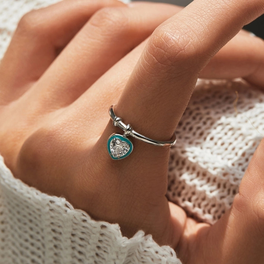 925 Sterling Silver Heart Charm Ring-Bijou Crush