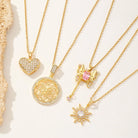 Sweetheart Butterfly, Circle, Heart, Sun Necklace – 18K Gold-Plated Stainless Steel with Zircon Accents-Bijou Crush