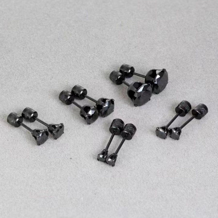 Round Inlay 304 Stainless Steel Zircon 18K Gold-Plated Earrings – Timeless Elegance-Bijou Crush