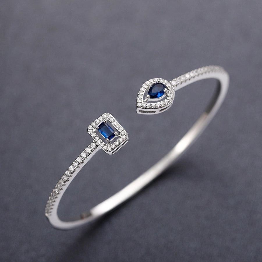 Trendy Square Zircon Bangle – Water Droplet Charm in Gold-Plated Copper-Bijou Crush