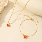 Romantic Heart Shape 304 Stainless Steel Zircon 18K Gold Plated Bracelet and Necklace-Bijou Crush