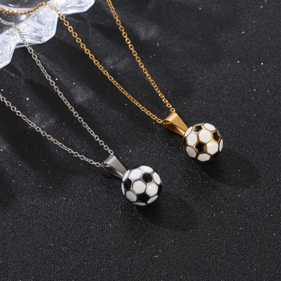 Simple Style Football 304 Stainless Steel Epoxy 18K Gold Plated Pendant Necklace-Bijou Crush