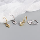 Sterling Silver Gem Heart Earrings-Bijou Crush