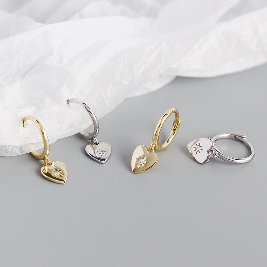 Sterling Silver Gem Heart Earrings-Bijou Crush