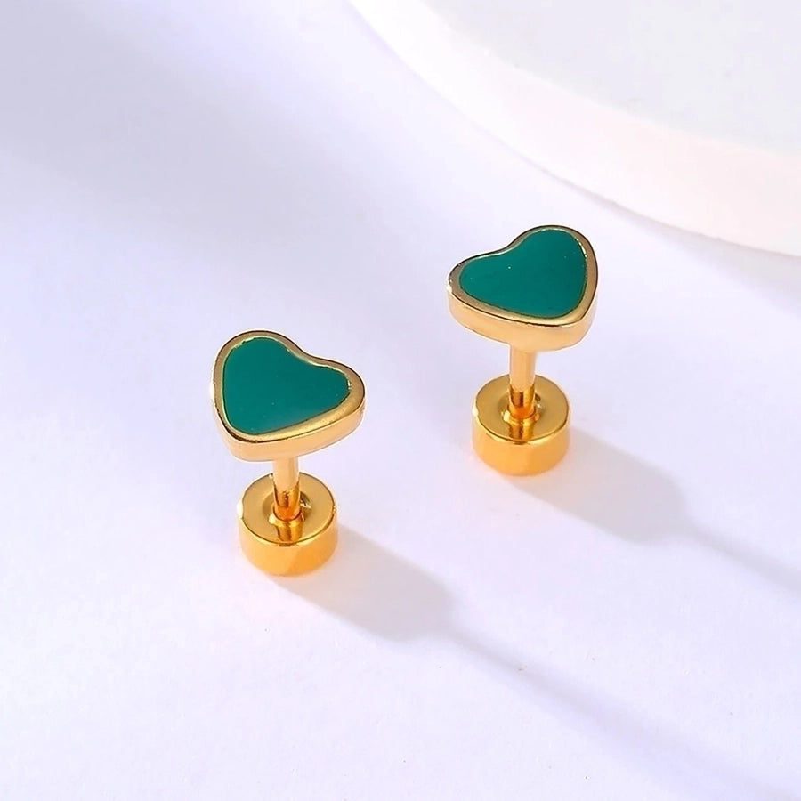 Heart Shape 201 Stainless Steel 18K Gold Plated Ear Studs Earrings-Bijou Crush