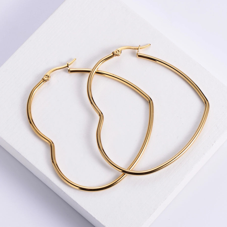 Heart Shape Plating 304 Stainless Steel No Inlaid 18K Gold Plated Earrings-Bijou Crush