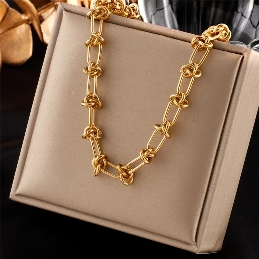 Classic Style Solid Color 304 Stainless Steel Plating Gold Necklace-Bijou Crush