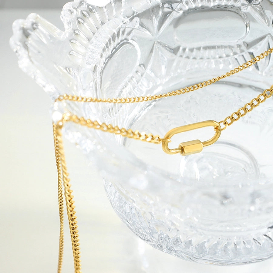 Oval 304 Stainless Steel Titanium Steel 18K Gold Plated Layered Necklace-Bijou Crush