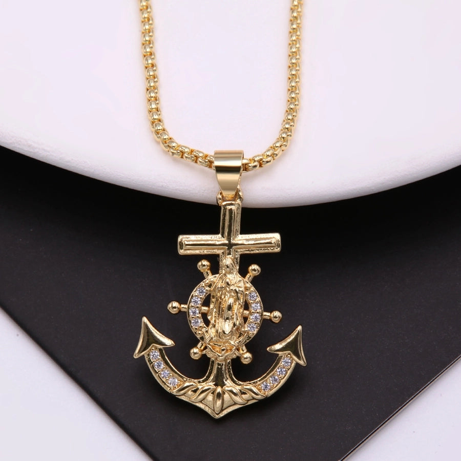 Simple Style Anchor Copper Polishing Plating Zircon-Bijou Crush