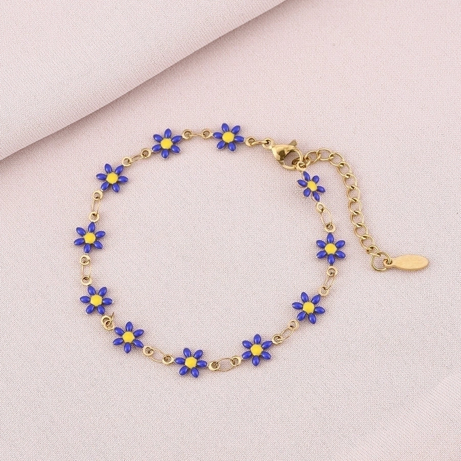 Basic Flower Stainless Steel 18K Gold Plated None Bracelets-Bijou Crush