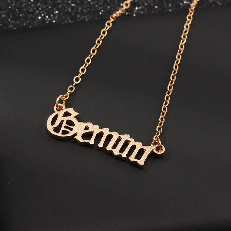 Fashion Letter Alloy Zodiac Sign Pendant Necklaces-Bijou Crush