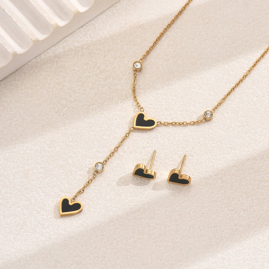 Classic Heart Shape Shell Earrings & Necklace Set-Bijou Crush