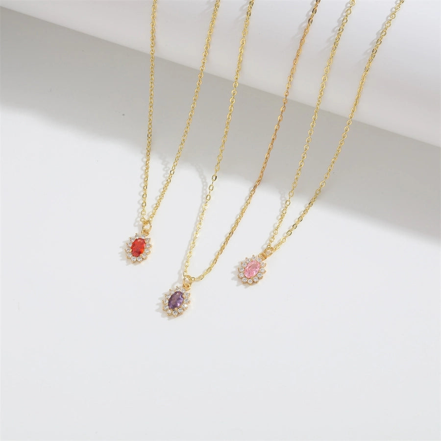 Oval Sparkle Necklace with 14K Gold-Plated Copper Cable Chain-Bijou Crush