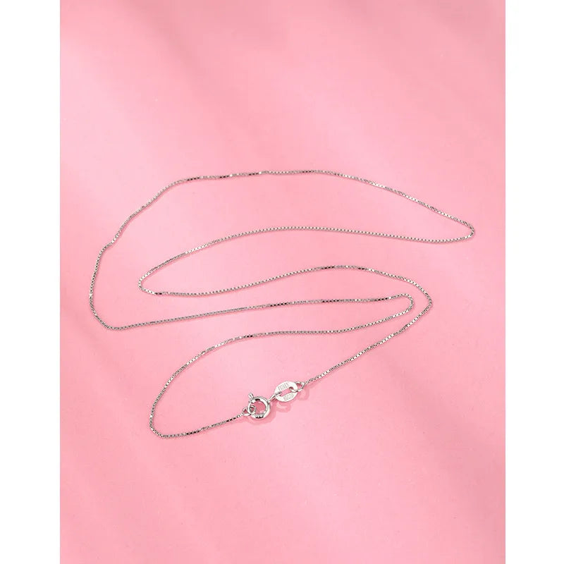 925 Sterling Silver Cable Chain Box Chain Solid Color Necklace-Bijou Crush