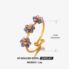 Sweet Flower 304 Stainless Steel 18K Gold Plated Beaded Knitting Open Rings-Bijou Crush