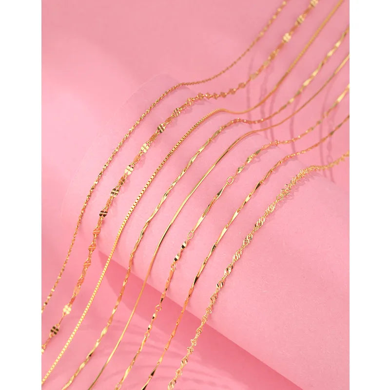 925 Sterling Silver Cable Chain Box Chain Solid Color Necklace-Bijou Crush