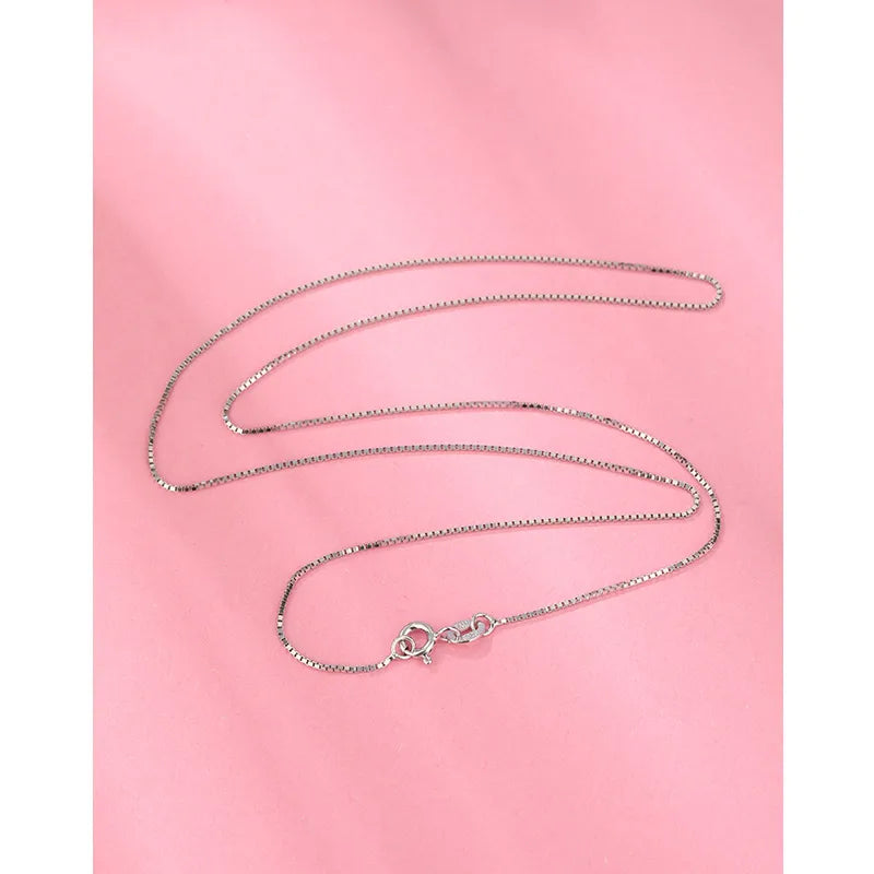 925 Sterling Silver Cable Chain Box Chain Solid Color Necklace-Bijou Crush