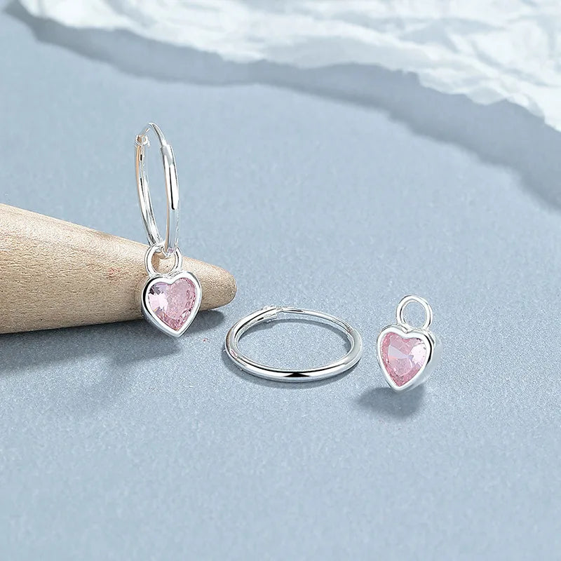 925 Sterling Silver Zircon Heart Shape Drop Earrings-Bijou Crush