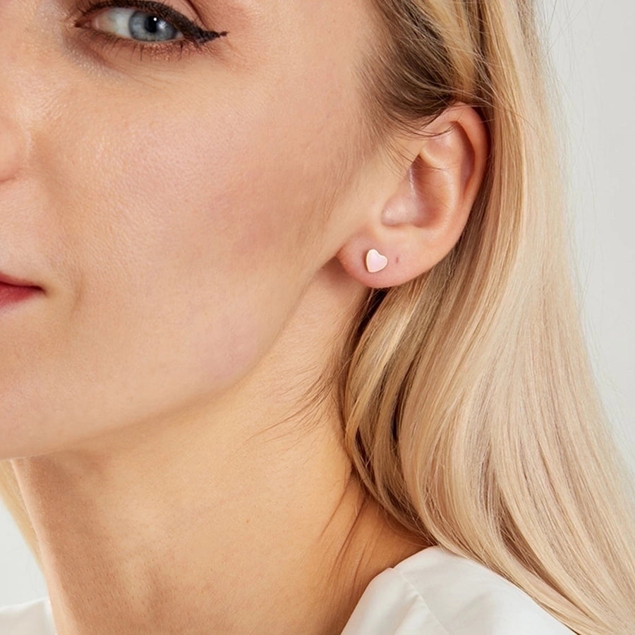 Heart Shape 201 Stainless Steel 18K Gold Plated Ear Studs Earrings-Bijou Crush