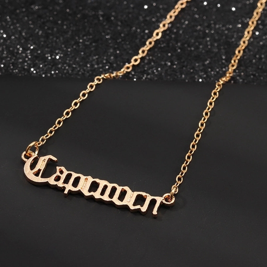 Fashion Letter Alloy Zodiac Sign Pendant Necklaces-Bijou Crush