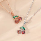 925 Sterling Silver Zircon cable chain Cherry Pendant Necklace-Bijou Crush