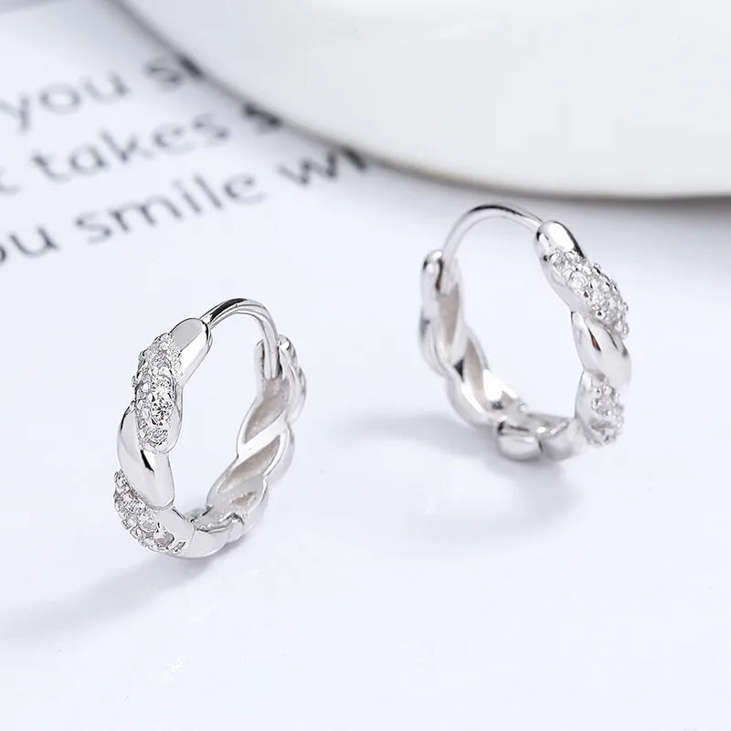 925 Sterling Silver Zircon Geometric Hoop Earrings-Bijou Crush