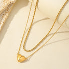 Heartfelt Love Romantic Heart-Shaped Double Layer Necklace – 18K Gold-Plated Stainless Steel-Bijou Crush