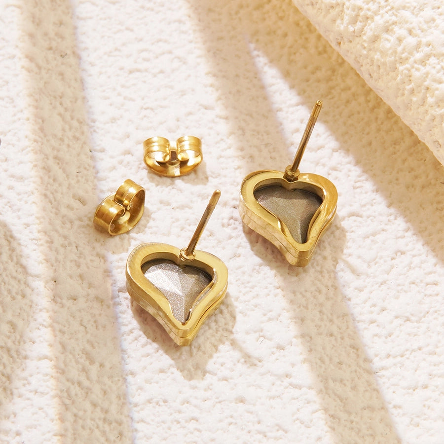 Golden Glow Heart Earrings-Bijou Crush