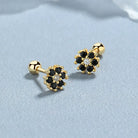 925 Sterling Silver Zircon Flower Screw Back Stud Earrings-Bijou Crush
