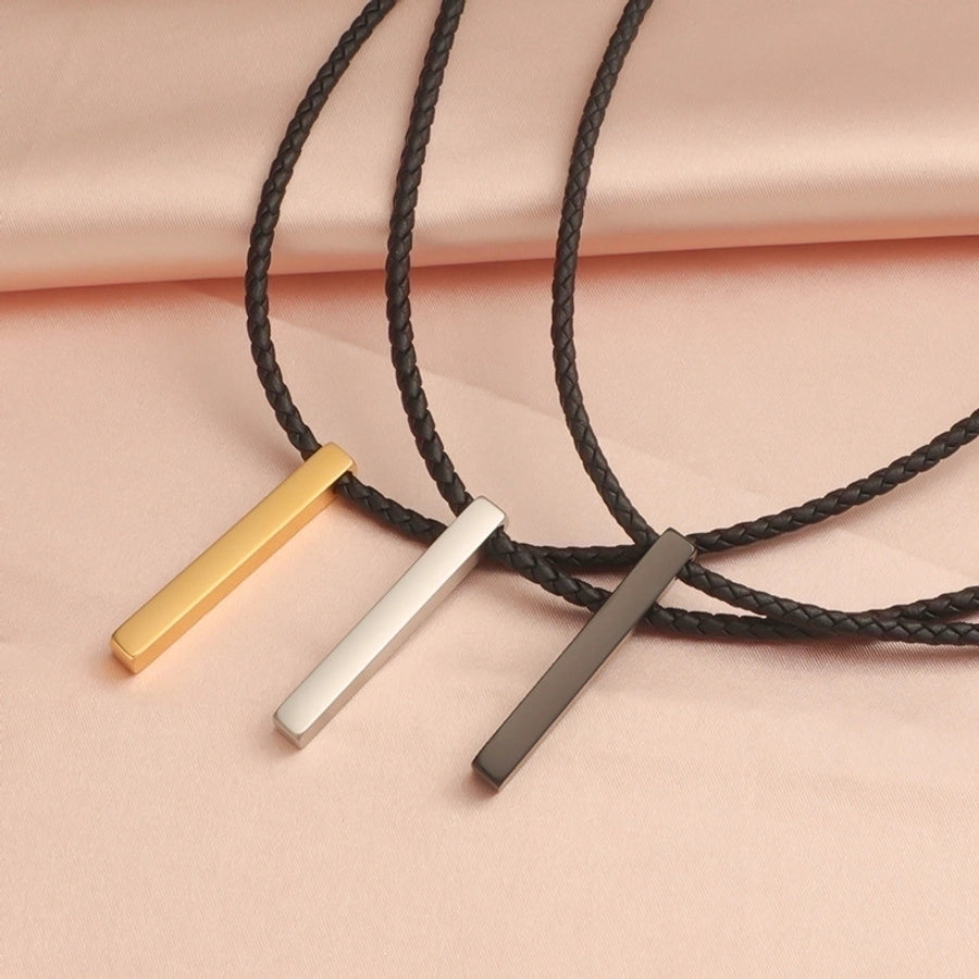Men's Rectangle Stainless Steel Plating None 18K Gold Plated Unisex Pendant Necklace-Bijou Crush