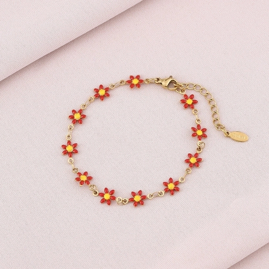 Basic Flower Stainless Steel 18K Gold Plated None Bracelets-Bijou Crush