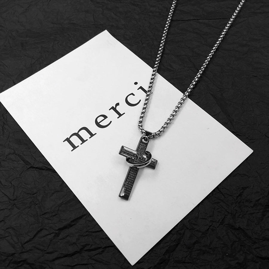 Cross Titanium Steel Patchwork Men's Necklace-Bijou Crush