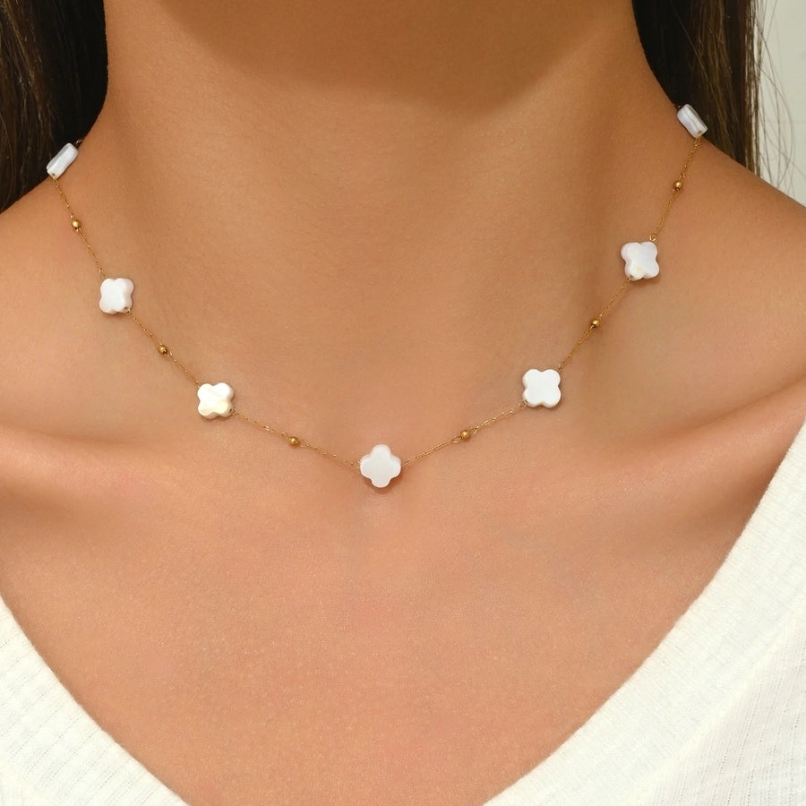 Sweet Four-Leaf Clover Gold Necklace-Bijou Crush