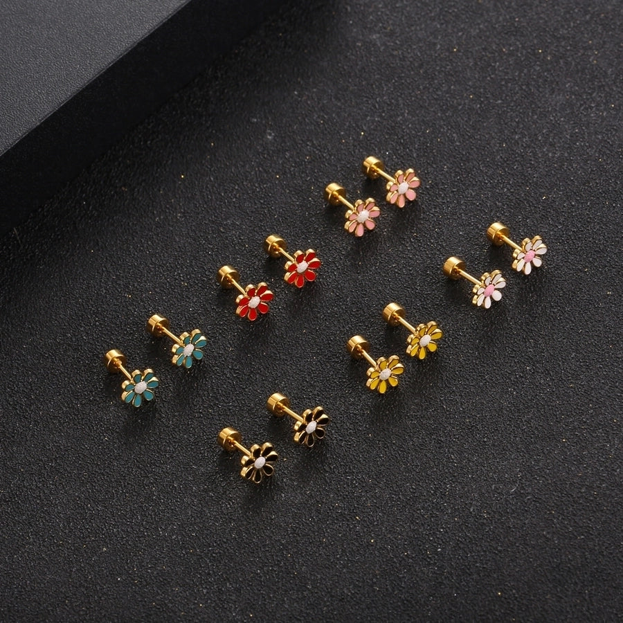 Simple Style Flower 304 Stainless Steel No Inlaid Earrings Ear Studs-Bijou Crush