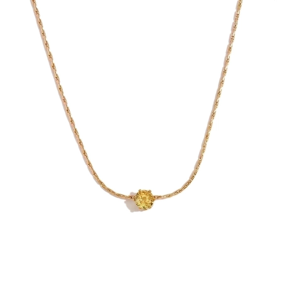 Classic Round Zircon Necklace in 18K Gold-Plated 304 Stainless Steel-Bijou Crush