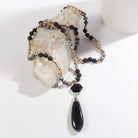 Bohemian Water Droplets Natural Stone Glass Pendant Necklace Sweater Chain Necklace-Bijou Crush