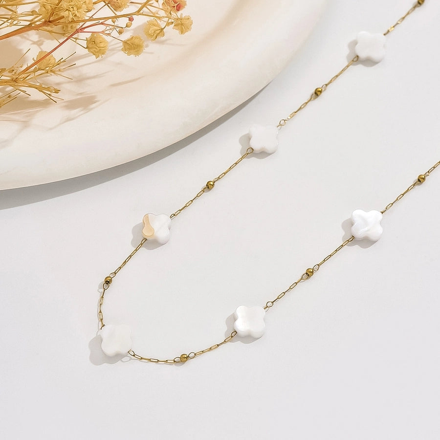 Sweet Four-Leaf Clover Gold Necklace-Bijou Crush