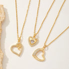 Sweet Heart Shape 304 Stainless Steel Copper Zircon 18K Gold Plated Inlay Pendant Necklace-Bijou Crush