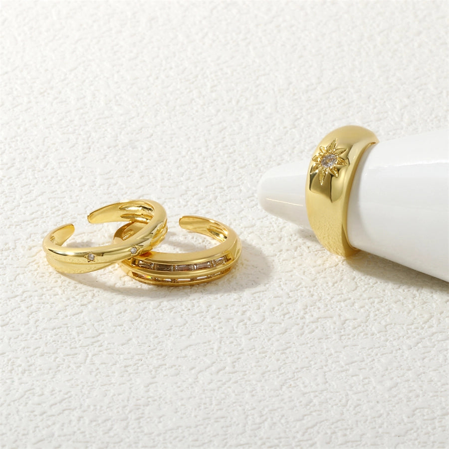 Geometric Copper Zircon Ring – 18K Gold Plated-Bijou Crush