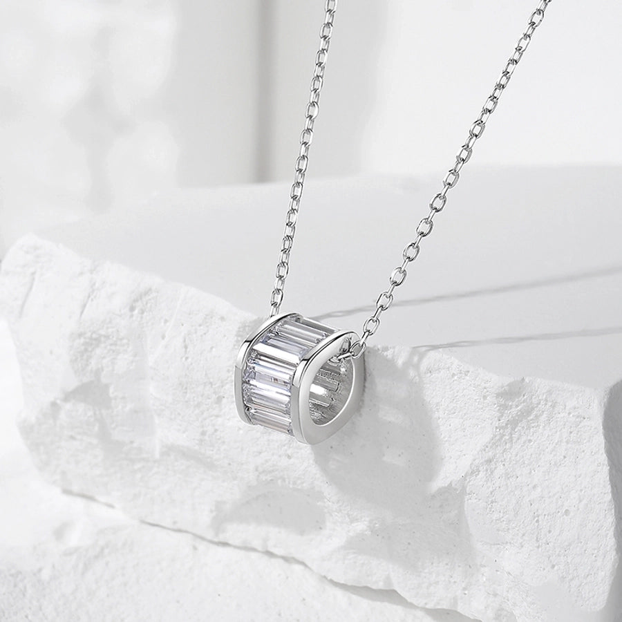 925 Sterling Silver Zircon Round Pendant Necklace-Bijou Crush