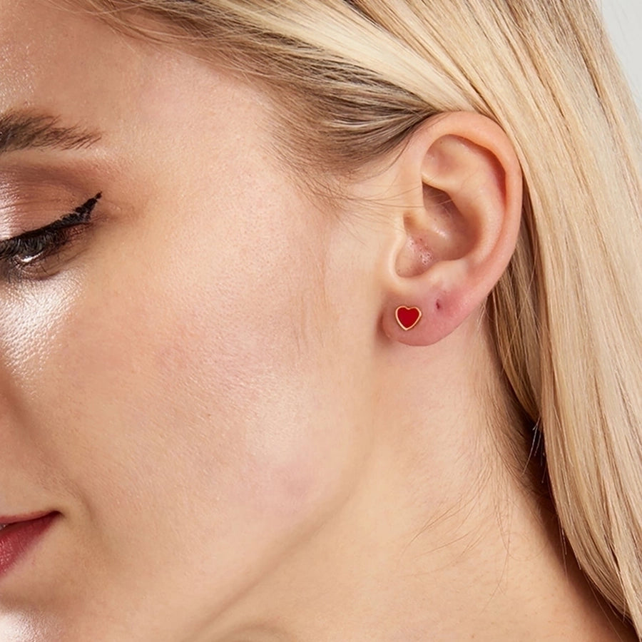 Heart Shape 201 Stainless Steel 18K Gold Plated Ear Studs Earrings-Bijou Crush